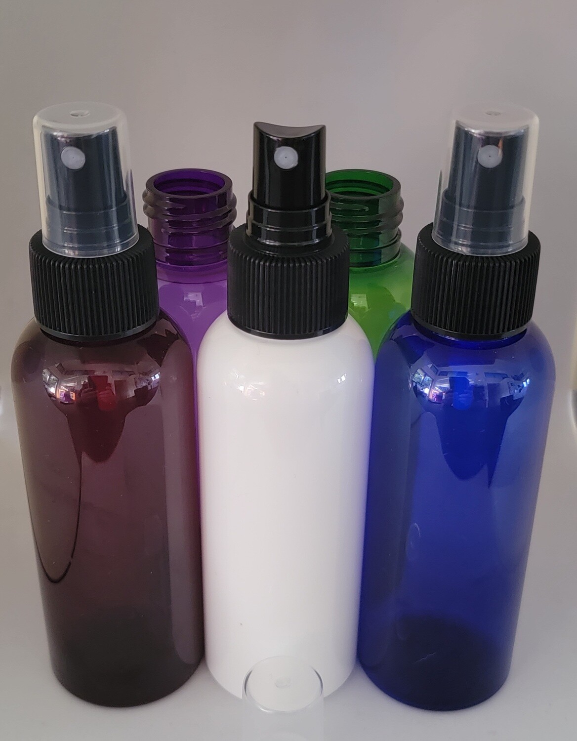125mL Tall PET (Plastic♲) 24mm Neck Bottle with ATOMISER SPRAYS -PACK of 25 - SELECT FROM  5 COLOURS