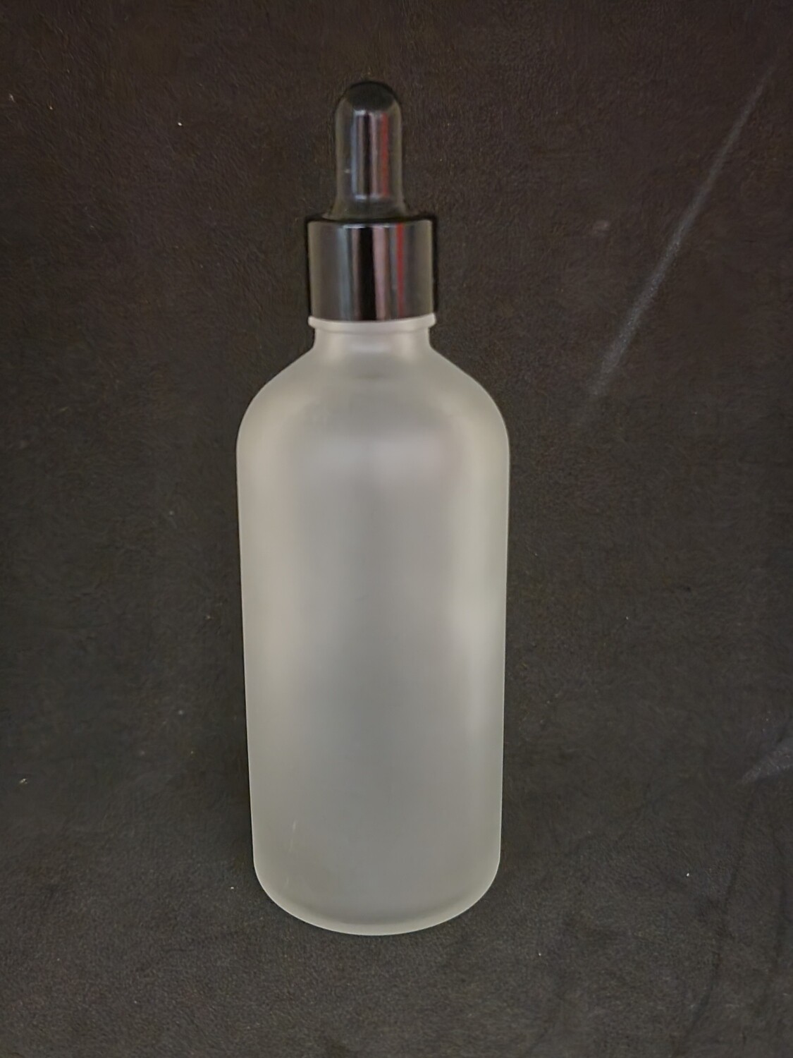 50mL FROSTED CLEAR Glass Dropper Bottle with BLACK Teat & 18mm Gloss Black Cap
