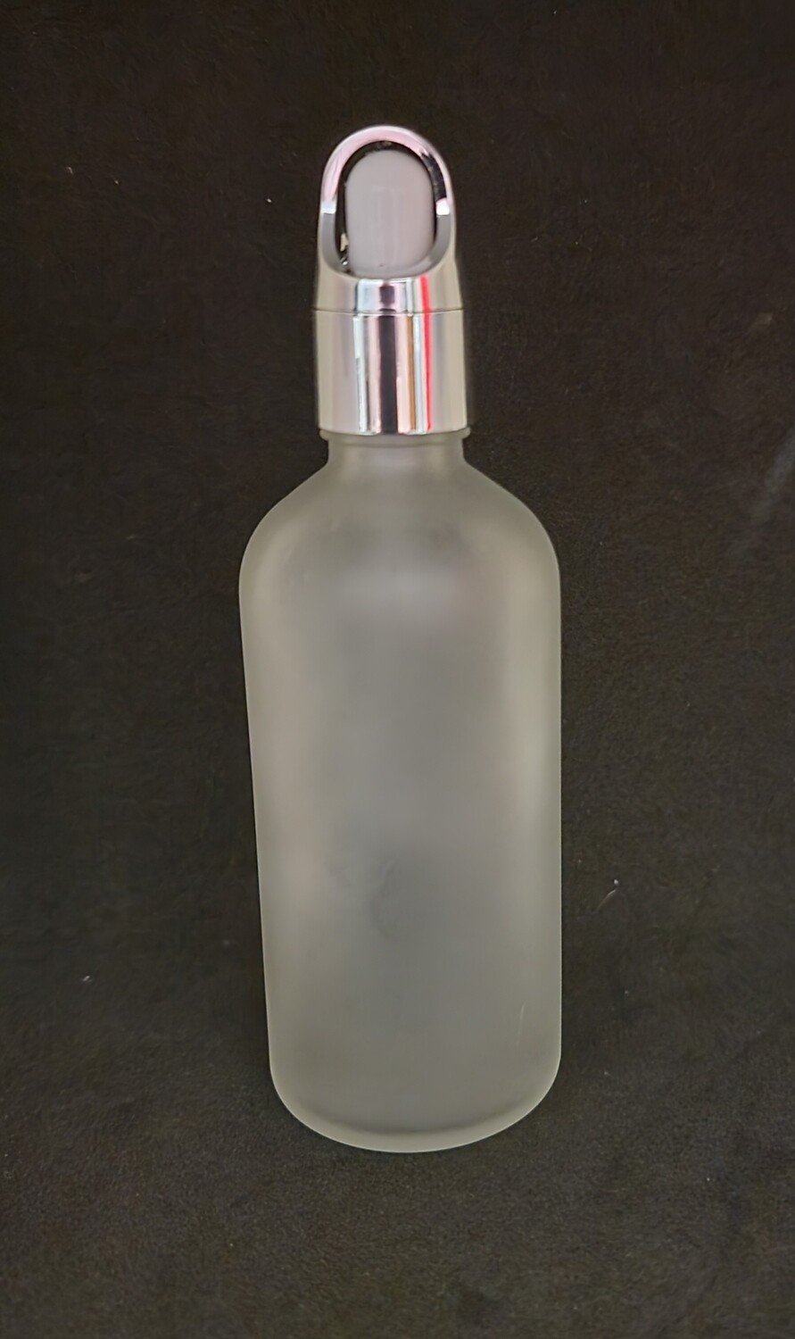 50mL FROSTED CLEAR Glass Dropper Bottle with WHITE Teat & 18mm SILVER OVER-Cap