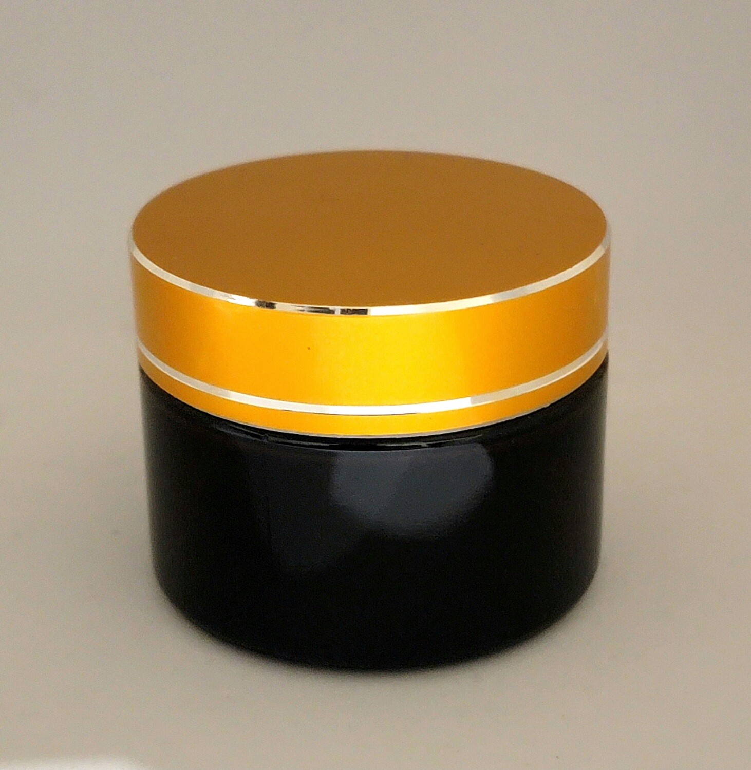 50g AMBER Glass QUALITY Balm Pot with Caska Seal & MATT GOLD Screw Cap