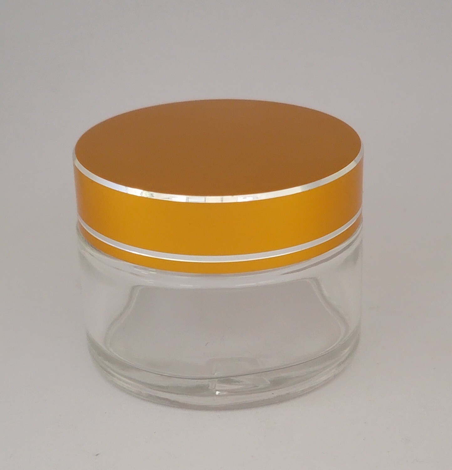 50g CLEAR Glass QUALITY Balm Pot with Caska Seal & MATT GOLD Screw Cap