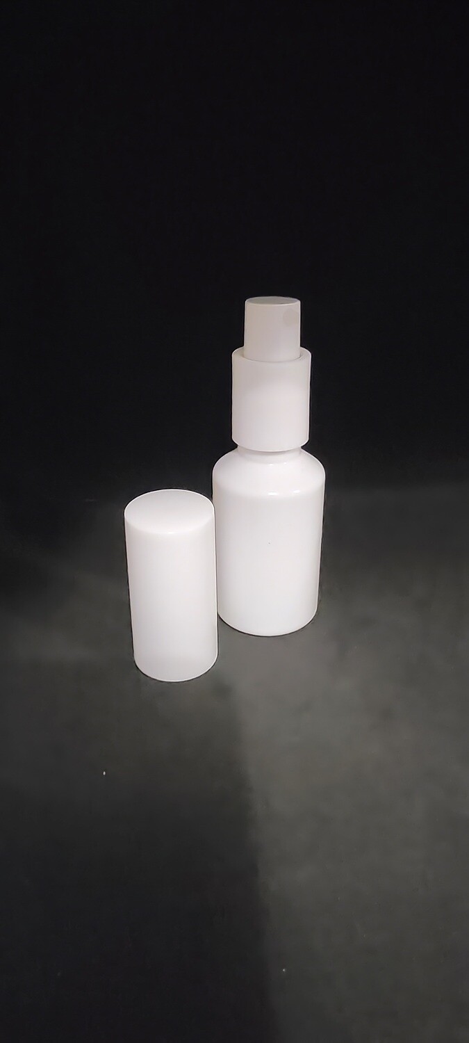 30ml PET (Plastic) WHITE with 18 MM Neck WHITE SERUM/LOTION PUMP & WHITE OVERCAP - Single Buy