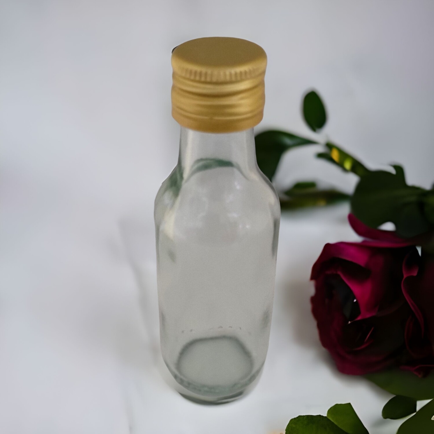 25 ml Mini Glass Bottle with Gold metal Tamper Cap (180 Pcs)