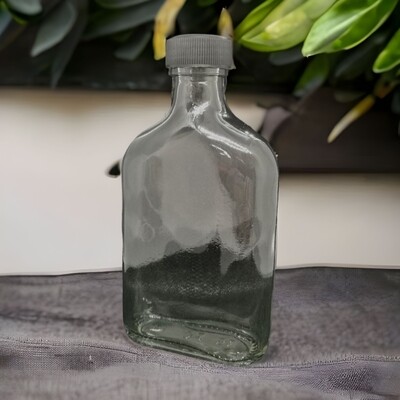 170ml Hip Flask Clear Glass Bottle with Cap (90 Pcs) - Cap Colour Choice = PREORDER