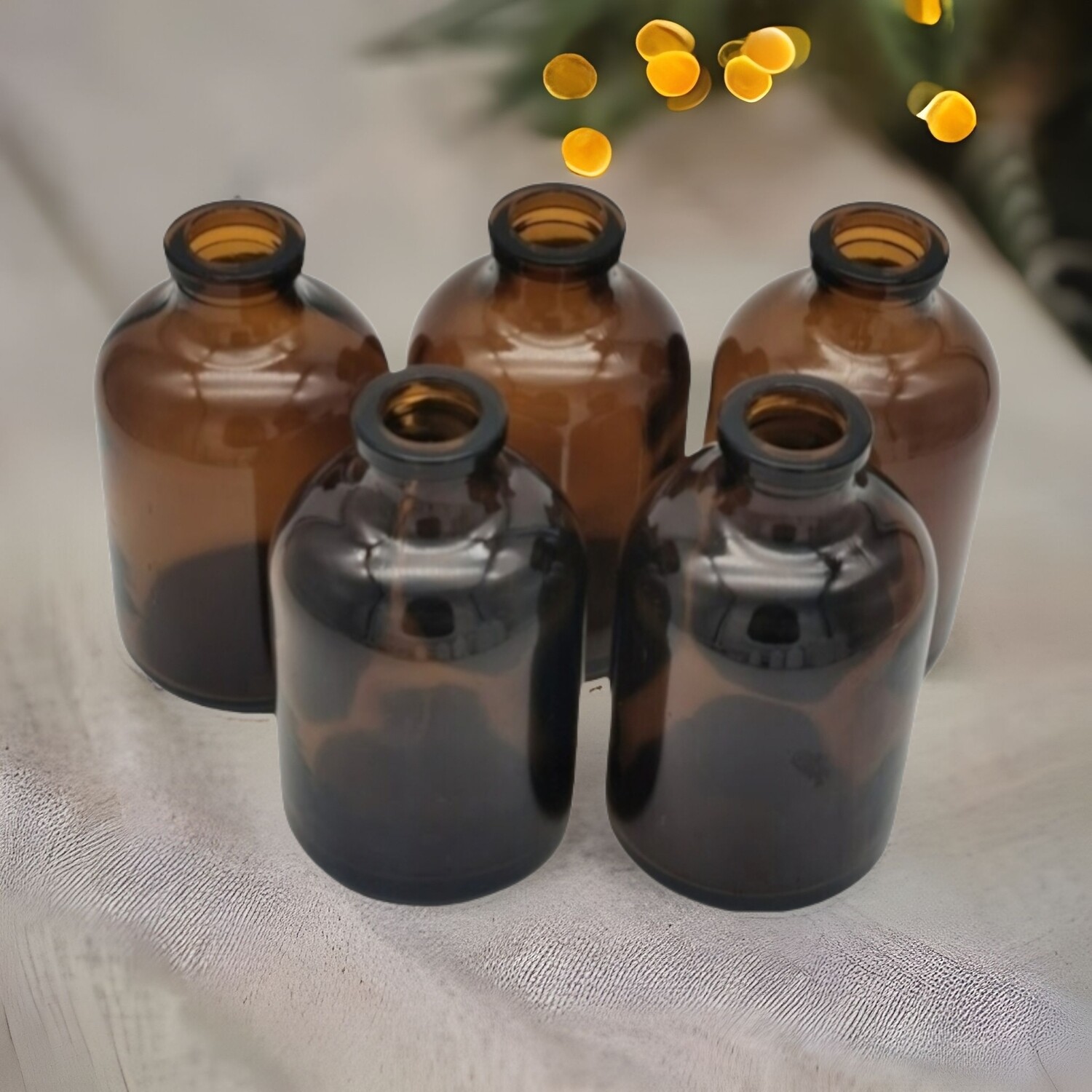 50ml AMBER Narrow Neck   - Mini Bottle with Choice of Cap - BULK 84 Pcs/Slab