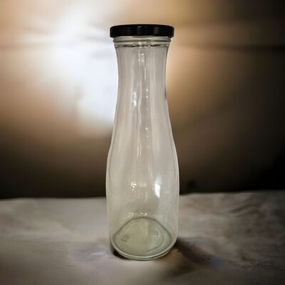 1L (1000 mL) JUICE MILK CLEAR Glass Bottle with 63mm Cap (15 Pcs)