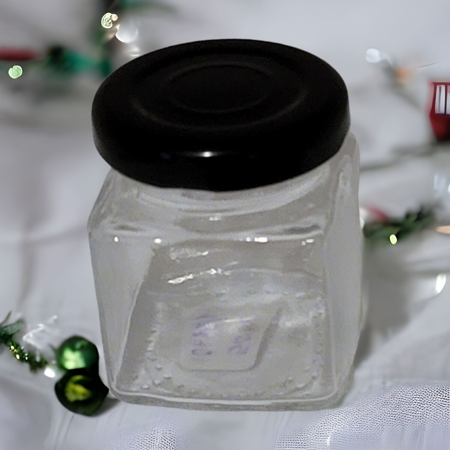 50ml Square Glass Jar with FREE and BLACK TWIST Cap - Single Buy