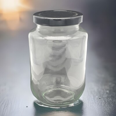 480ml or 16oz Glass Jar with Black 63mm Metal Twist Cap (24 Pcs)