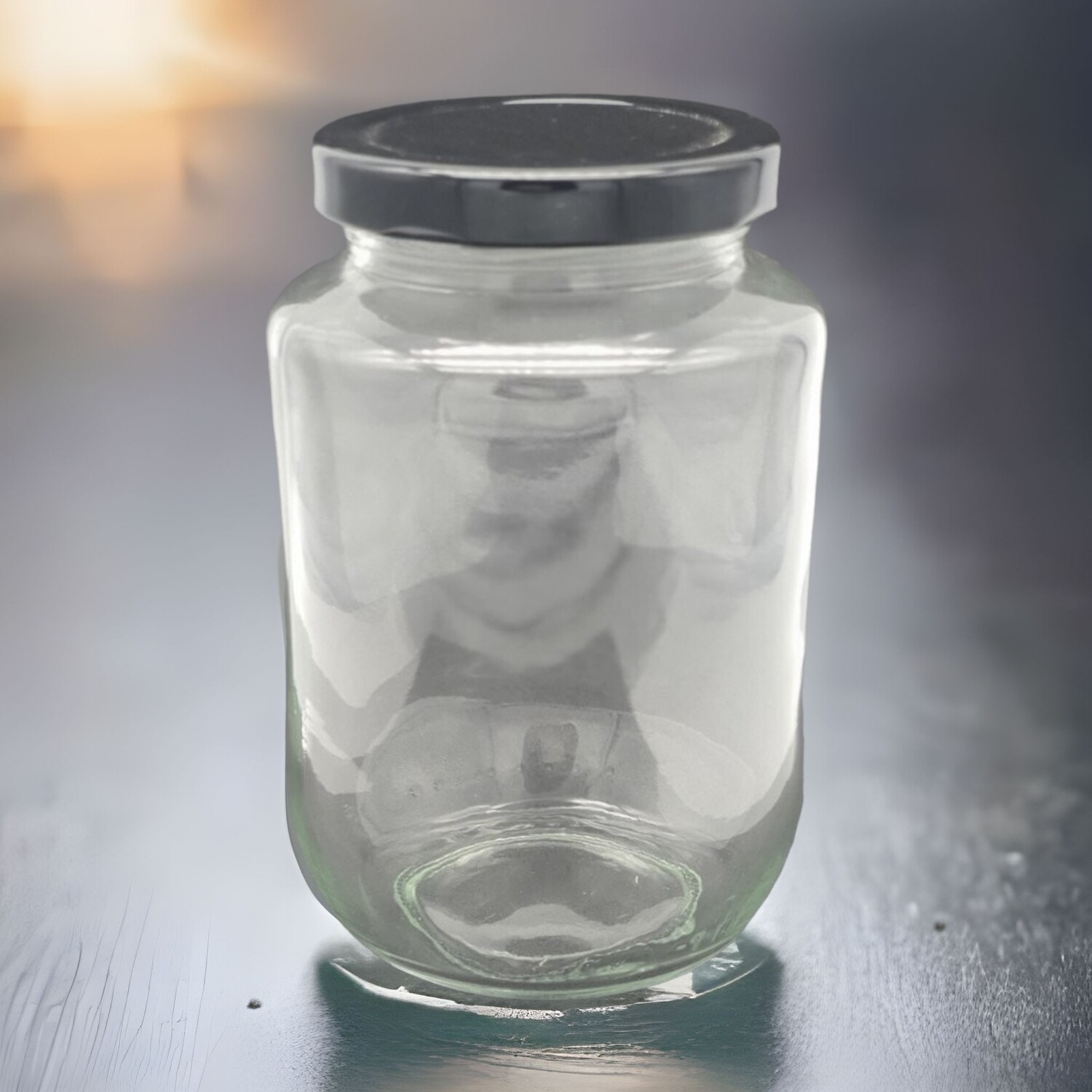 480ml or 16oz Glass Jar with Black 63mm Metal Twist Cap