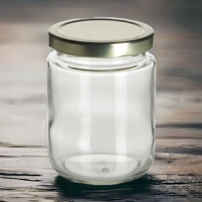 240ml or 8oz Glass Jar & FREE BLACK 63mm Metal Twist cap (60 Pcs)