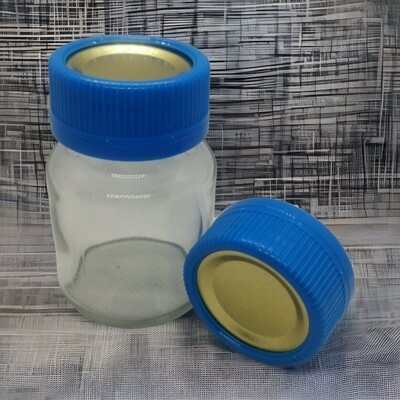 70ml Glass Straight Side Jar with FREE Blue and Gold Tamper Evident Cap - (147/Ctn)