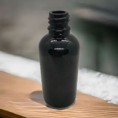 50ml GLOSS BLACK Boston 18mm Neck Glass Bottle Only - BULK Pack of 32 Bottles