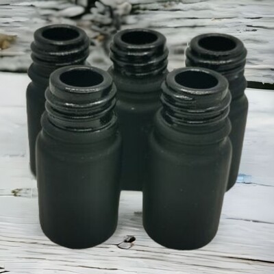 5ml FROSTED BLACK Glass Boston 18mm Neck Bottle Only - BULK Pack of 63 Bottles