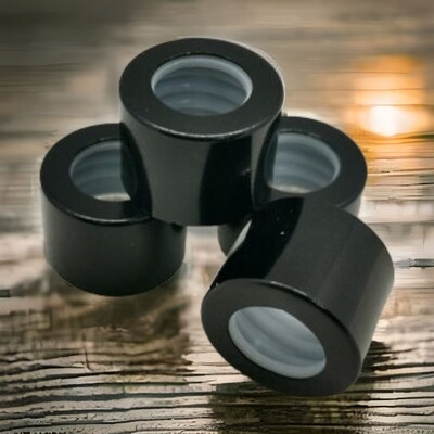 18mm BLACK Alumina Dropper Caps (Fits our 5ml to 100ml Boston 18mm Necks) - BULK Pack 100 Pcs
