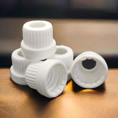 18mm White TAMPER Evident Caps (EURO STYLE) for Droppers (Cap Only) - BULK 100pcs