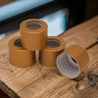 18mm GOLD (#1) Alumina Dropper Caps (Fits 5ml to 100ml Bostom 18mm Necks) - BULK Pack 100 Pcs