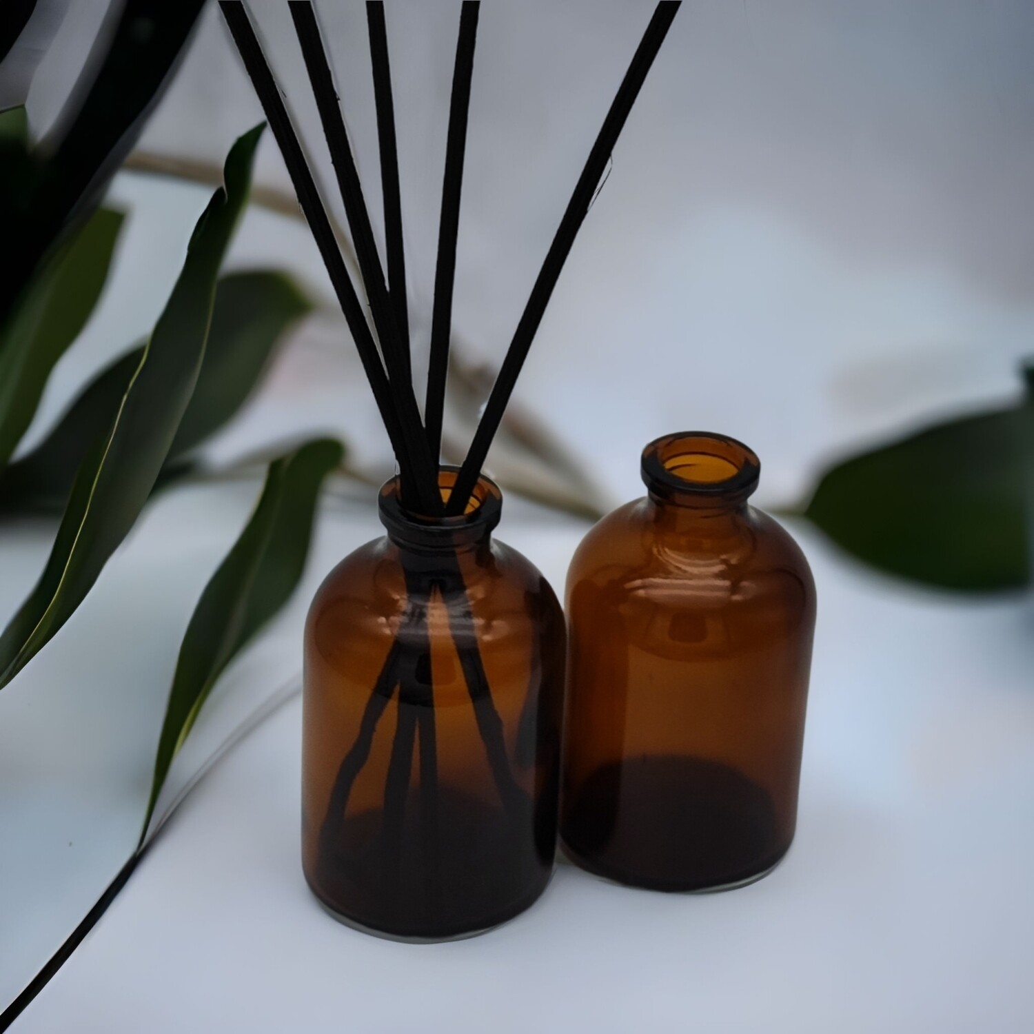 50mL AMBER GLASS Diffusers & 50 BLACK DIFFUSER STICKS - PACK of 10