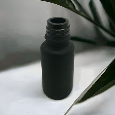 15ml Frosted Black Glass Boston 18mm Neck Bottle Only - BULK Pack of 60 Bottles