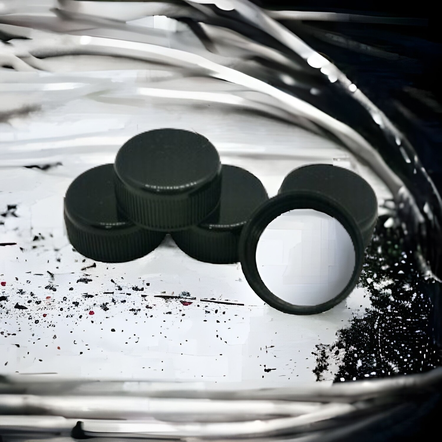 28mm Black Wadded Plastic Screw Cap