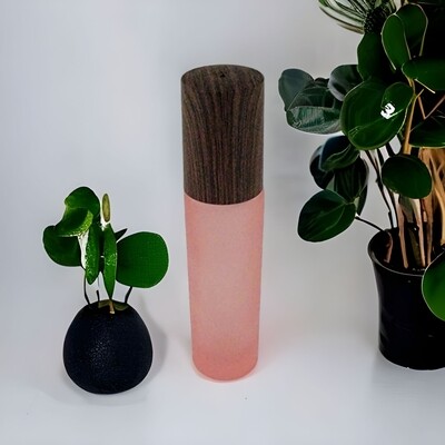 10ml ROSE THICK GLASS with Metal Roller with DARK BROWN GRAIN Screw Cap - Pack of 10