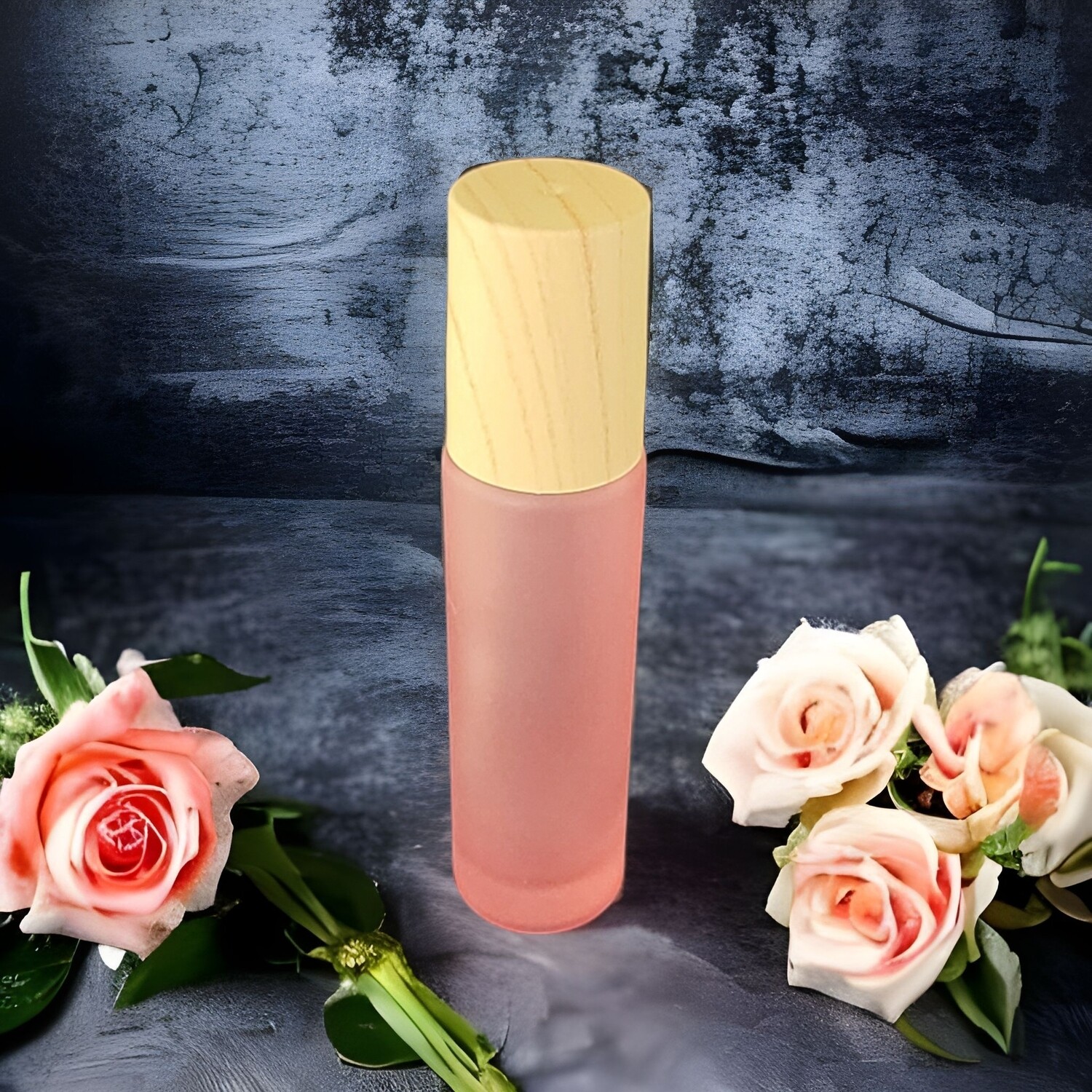 10ml ROSE THICK GLASS with Metal Roller with GRAIN Screw Cap - Pack of 10