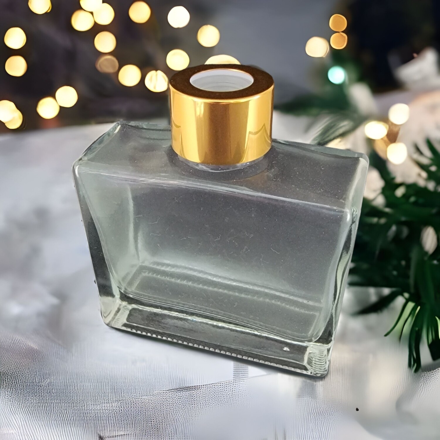 100mL Elegant Clear Rectangular Glass Gold OR Silver Clear Cap Diffuser