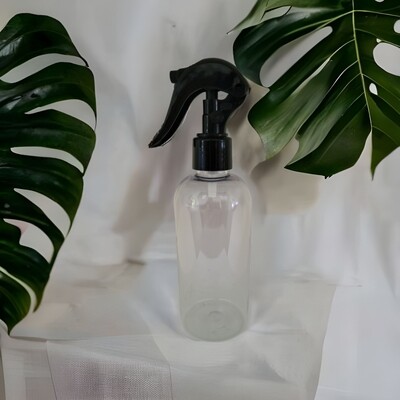 250ml CLEAR (PET) Plastic with 24410 Neck BLACK MICRO TRIGGER SPRAY - Single Buy