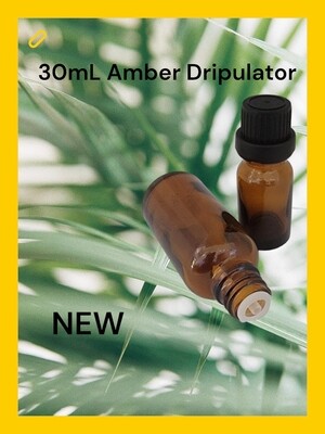 30mL AMBER Glass Boston Bottle with Black Tamper Dripolator - PACK of 10