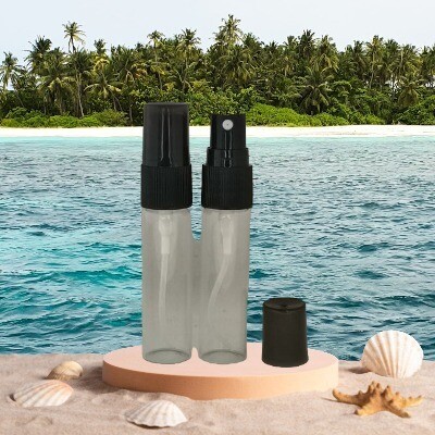 15mL CLEAR Glass with Black Spritzer Spray with Smokey Coloured Cover