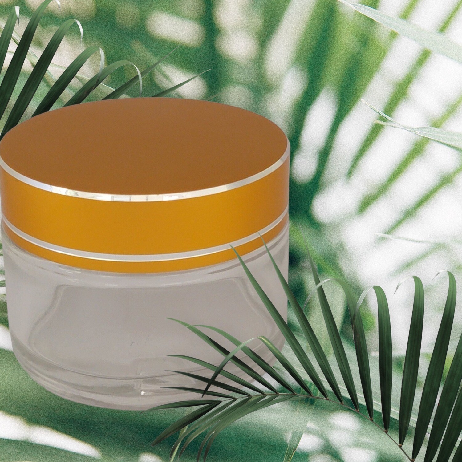 50g CLEAR Glass QUALITY Balm Pot with Caska Seal &amp; MATT GOLD Screw Cap