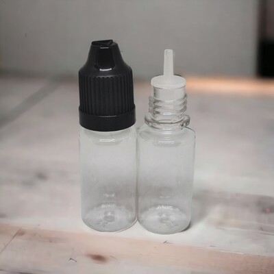 10mL Car Diffuser REFILL CLEAR PET(Plastic) BLACK CAP Bottles - with Childproof Cap PACK OF 50