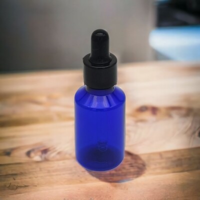 30ml PET(Plastic) 18/410 - 18mm Neck Cobalt Blue Dropper Bottle with Black Teat & Cap -SINGLE BUY