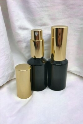 30ml BLACK PET (Plastic ♲) with Shiny Gold Atomiser - PACK of 10 30ml BLACK PET (Plastic ♲) with Shiny Gold Atomiser - PACK of 10