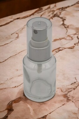 30mL Round Clear Glass with Matt Silver Atomiser with clear overcap - BULK 10 Pcs 30mL Round Clear Glass with Matt Silver Atomiser with clear overcap - BULK 10 Pcs