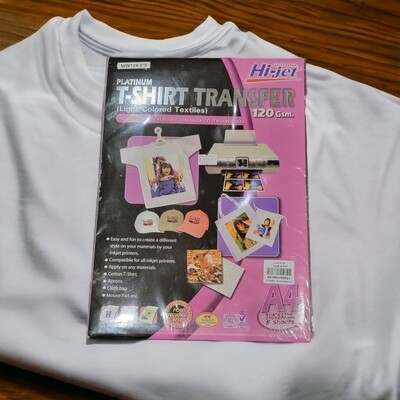 T-SHIRT TRANSFER 120GSM (Suitable for Light Coloured) 5 SHEETS