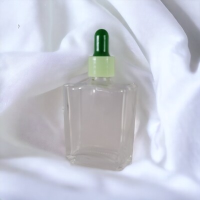 50ml Rectangle Clear Glass Dropper Bottle with GREEN Teat GREEN Cap &amp; Dropper