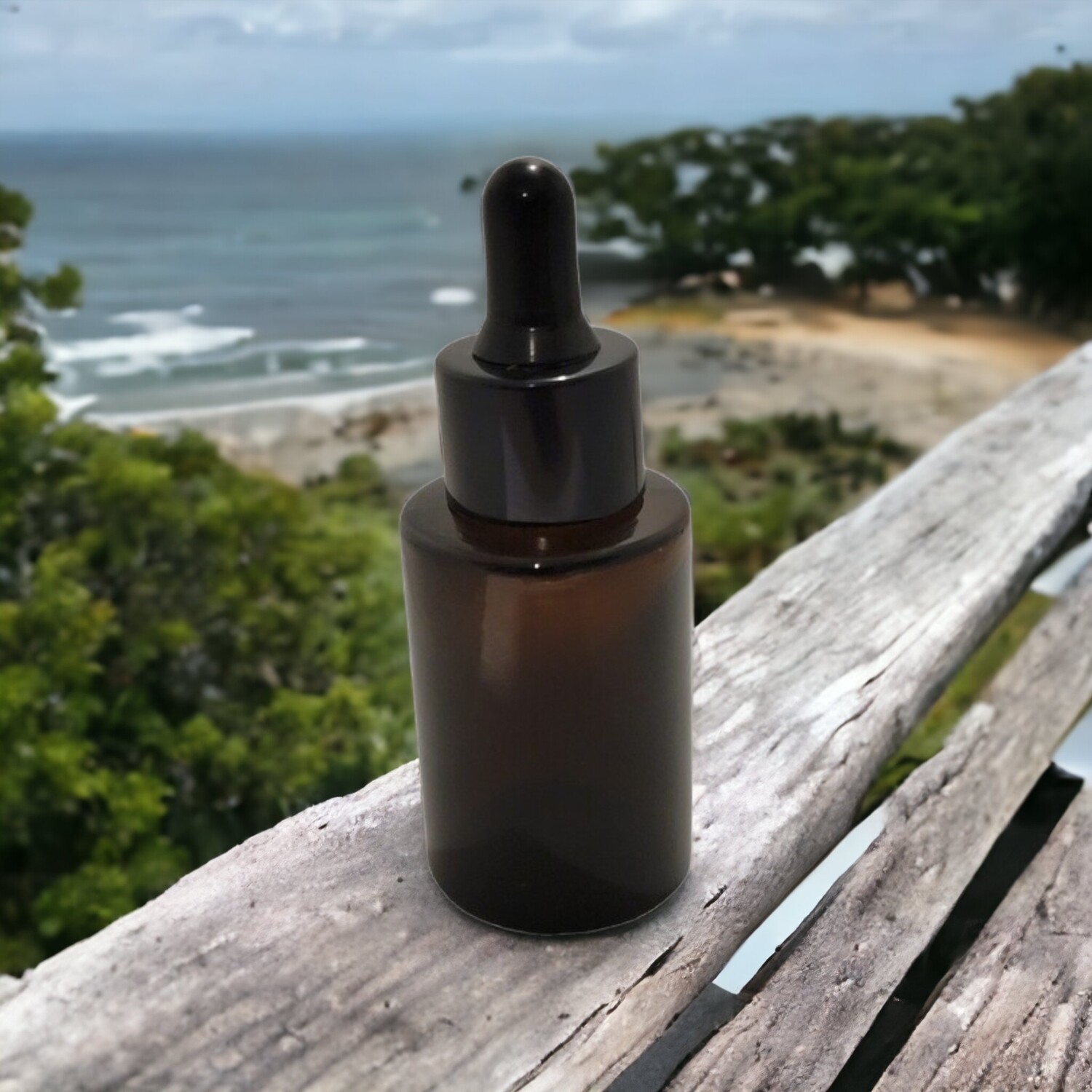 30mL AMBER Square Shoulder Glass Dropper Bottle with BLACK Teat & 20mm Gloss Cap