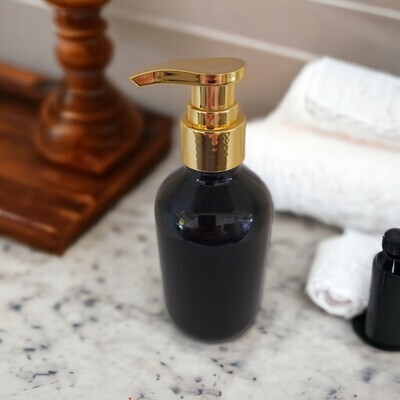 200ml Black Veral (PET) Plastic with 24410 Neck GOLD DUCK BILL Lotion Pump