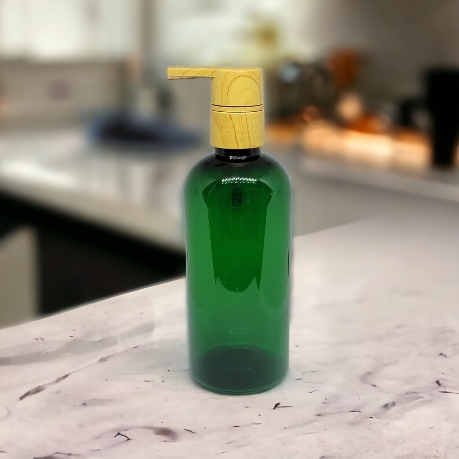 250mL Imitation Timber Lotion Pump with GREEN PET(Plastic) Bottle