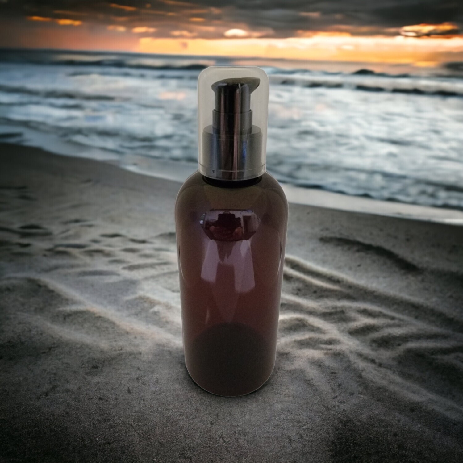 250ml AMBER  (PET) Plastic with 24410 Neck BLACK SERUM PUMP &amp; CLEAR OVERCAP