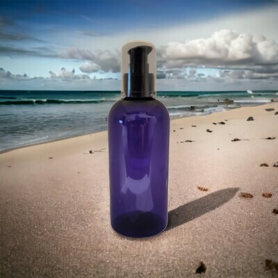 250ml VIOLET (PET) Plastic with 24410 Neck BLACK SERUM PUMP &amp; CLEAR OVERCAP