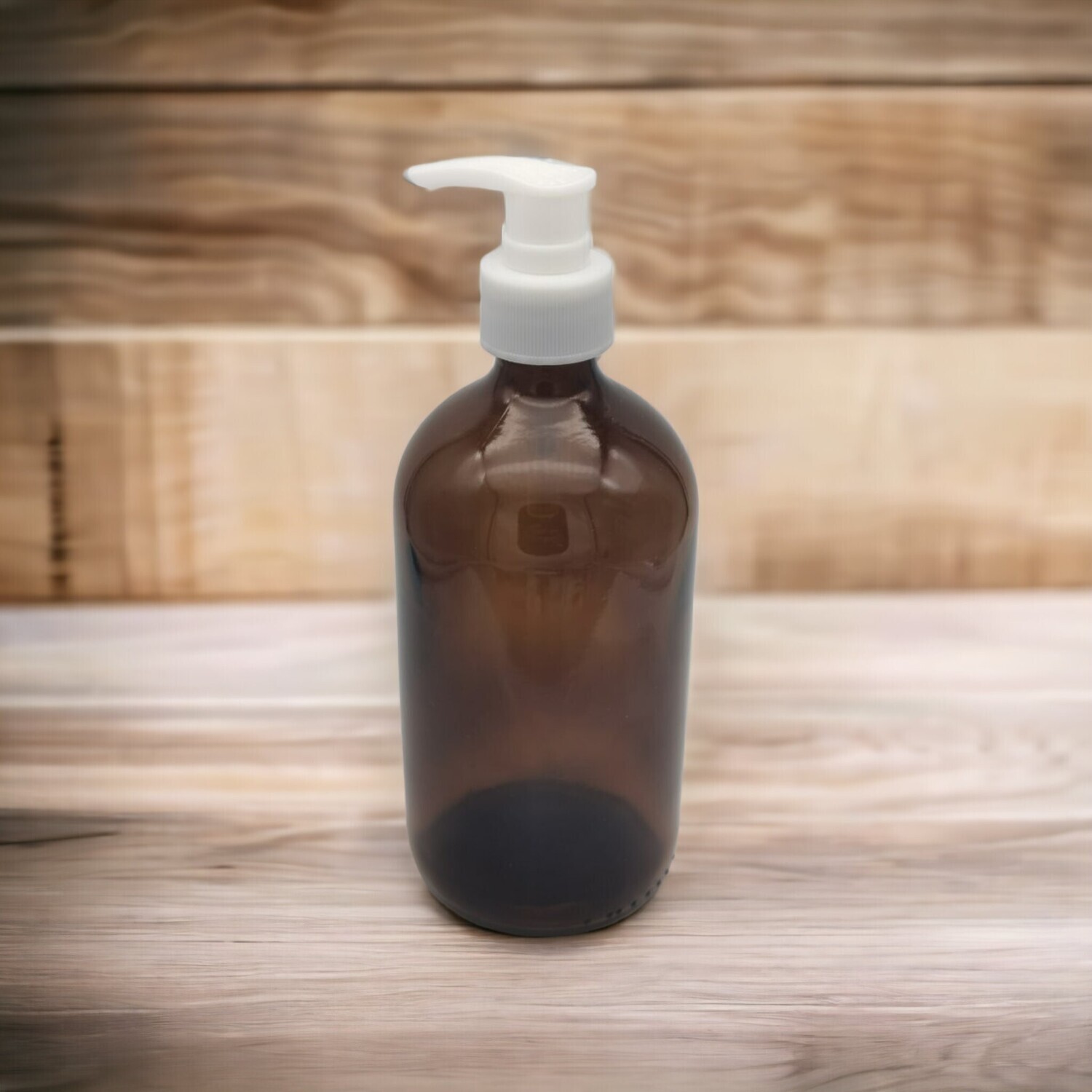 450mL Amber Glass with White (Ribbed) Lotion Pump