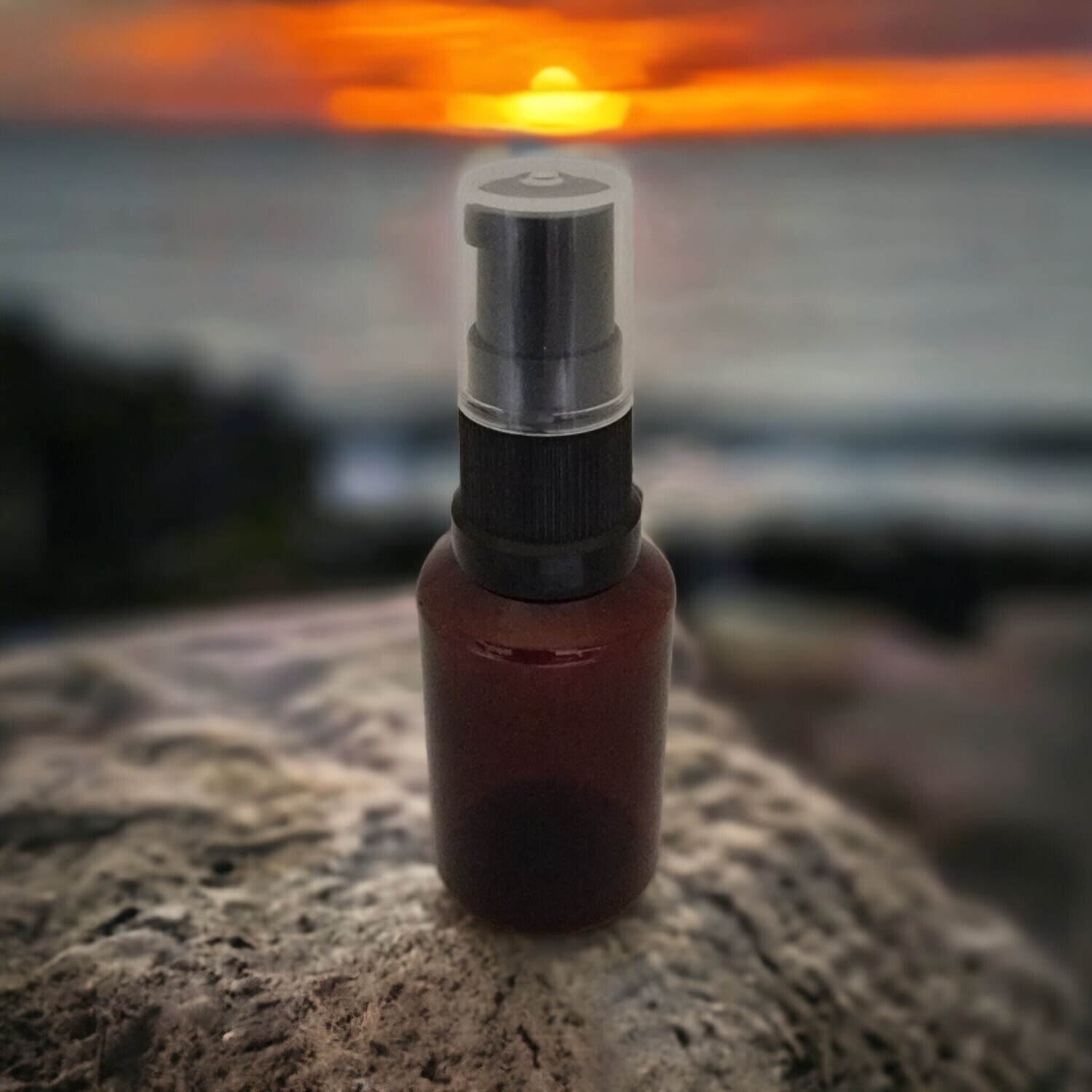 30ml PET (Plastic) AMBER with 18 MM Neck SERUM/LOTION PUMP &amp; SMOKY CLEAR OVERCAP