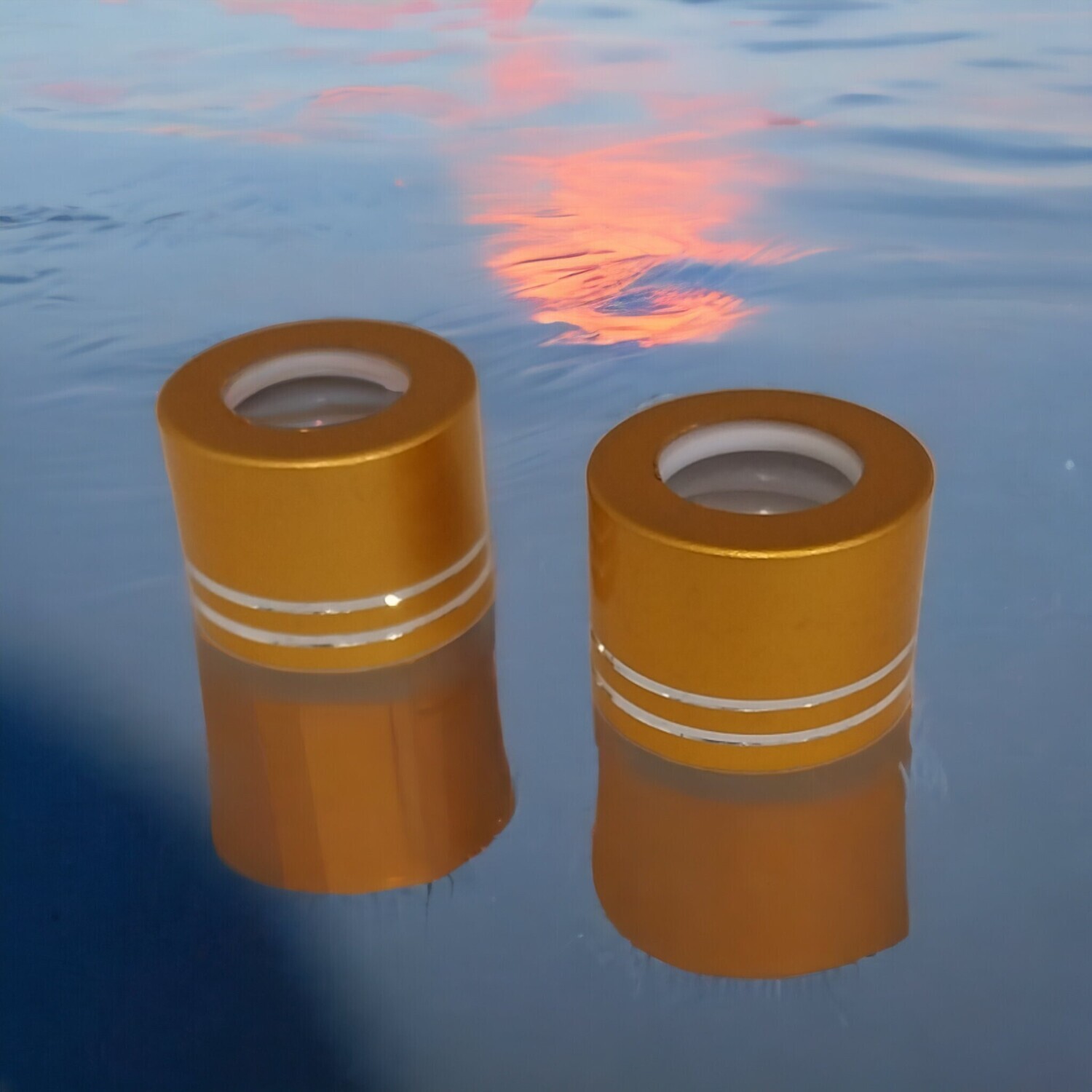 18mm GOLD (2 RING) Alumina Dropper Caps (Fits 5ml to 100ml Bostom 18mm Necks) - BULK Pack 100 Pcs