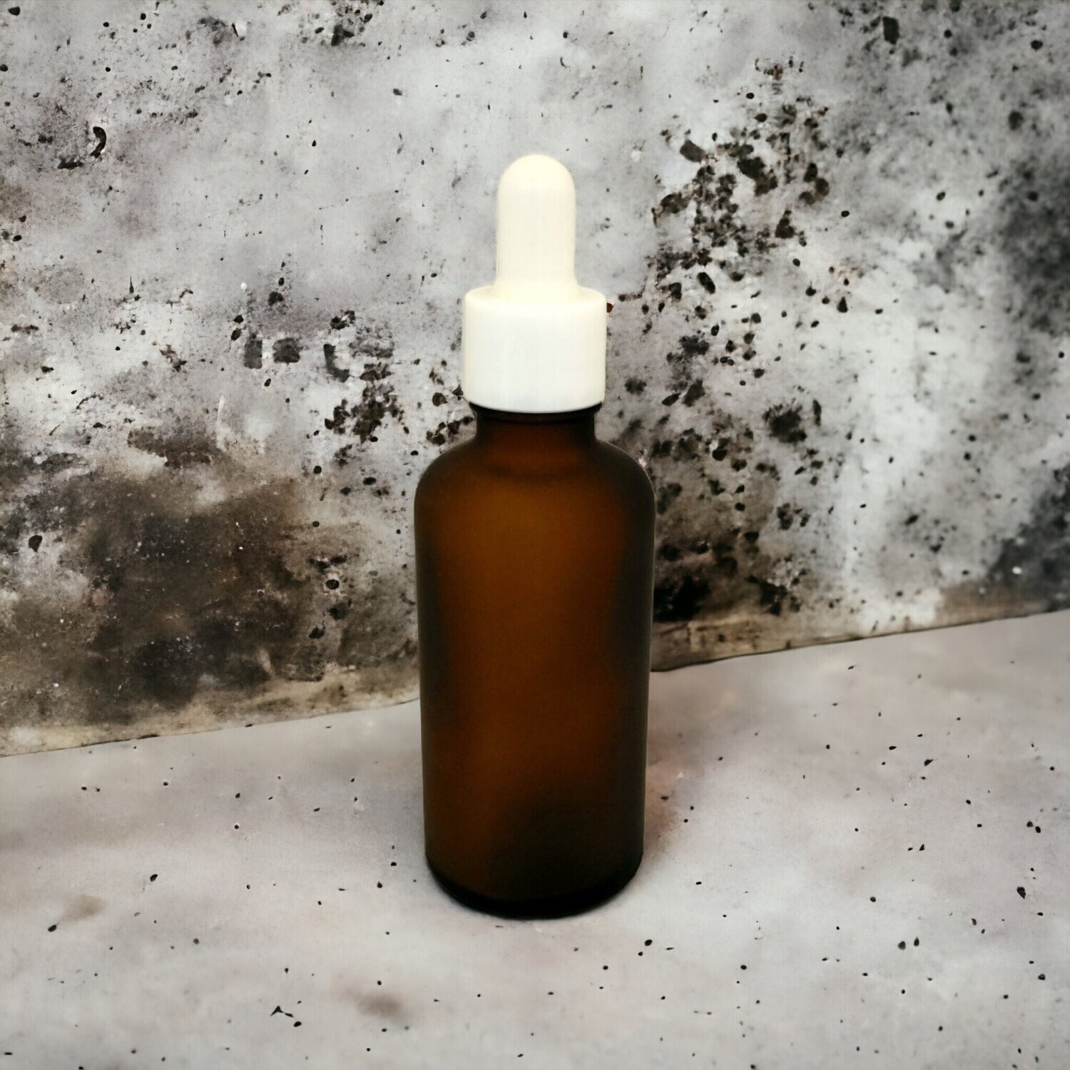 100mL FROSTED AMBER glass dropper bottle with WHITE TEAT & WHITE CAP