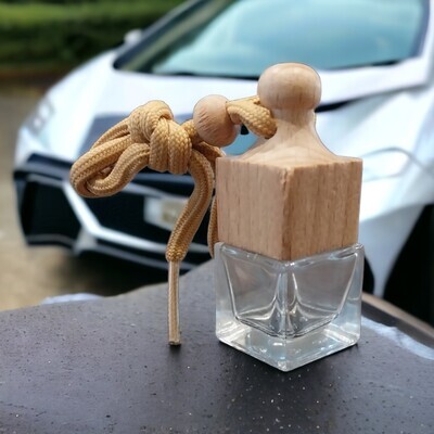 8ml Car Diffuser with CLEAR Glass and Lantern Style Timber Overcap