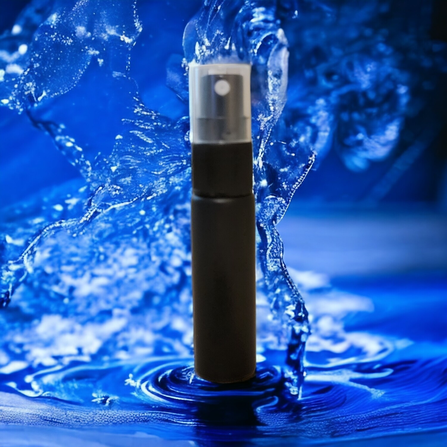 10ml FROSTED BLACK THICK GLASS with BLACK SPRITZER/ ATOMISER with o/cap