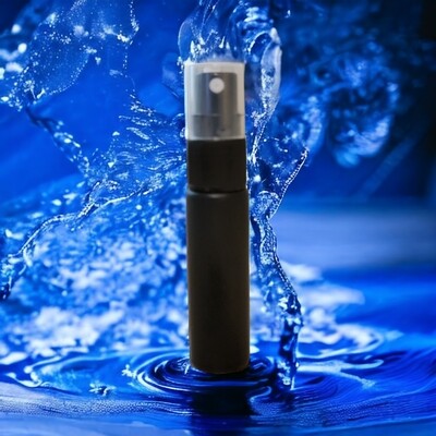 10ml FROSTED BLACK THICK GLASS with BLACK SPRITZER/ ATOMISER with o/cap
