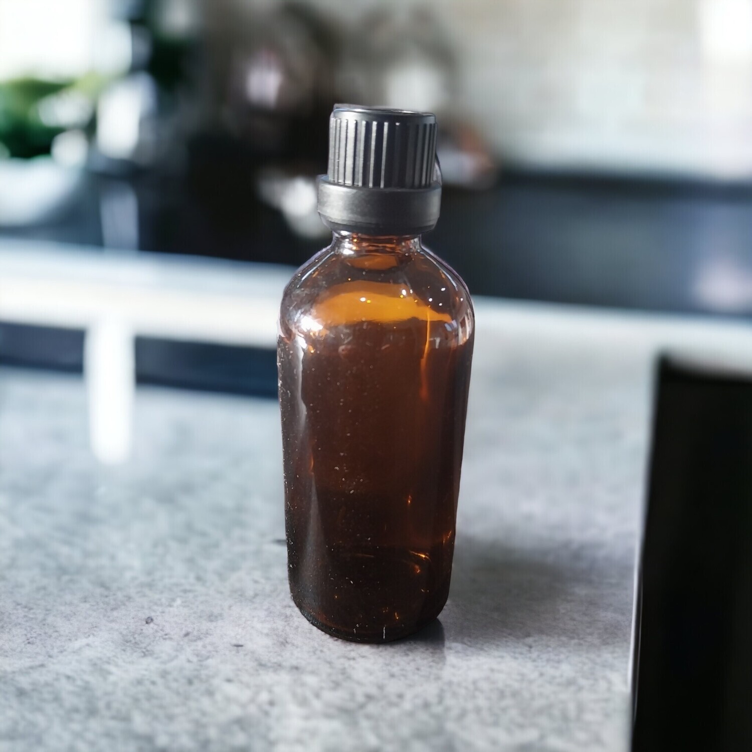 100mL AMBER  Glass Boston Bottle with Black Tamper Evident  Dripolator - PACK of 10