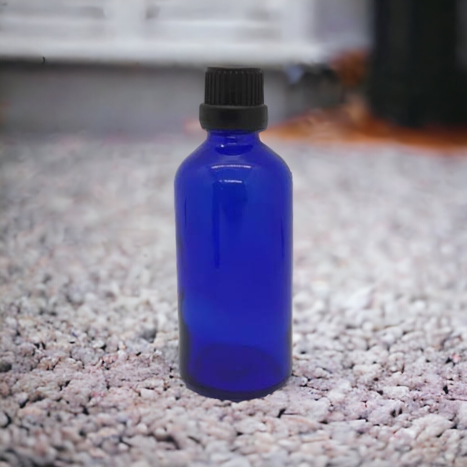 100mL COBALT BLUE  Glass Boston Bottle with Black Tamper Evident 
 Dripolator - PACK of 10